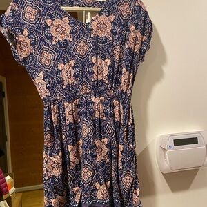 Navy and Peach Paisley Dress